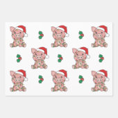 豚クリスマスウィンターアニマルズホリデーピッグ ラッピングペーパーシート (正面2)