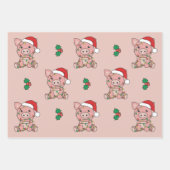 豚クリスマスウィンターアニマルズホリデーピッグ ラッピングペーパーシート (正面)
