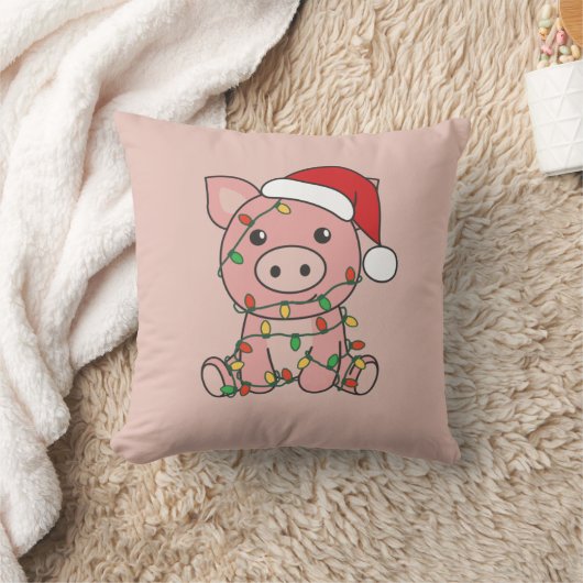 豚クリスマスウィンターアニマルズ豚装飾用クッション クッション (ブランケット)