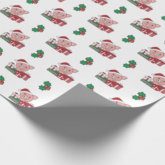 豚クリスマスギフト冬の動物ピッグラッピングPa ラッピングペーパー (角)