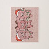 豚クリスマスクリスマスアニマルかわいい豚ジグソーP ジグソーパズル (縦)