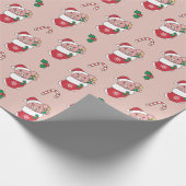 豚クリスマススノーウィンターアニマルズピッグホリデー ラッピングペーパー (角)