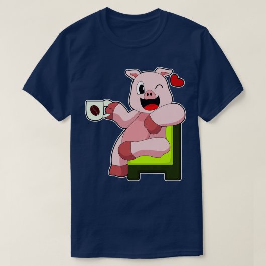 豚コーヒー Tシャツ (デザイン正面)