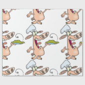 豚シェフと食べ物 ラッピングペーパー (フラット)