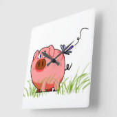 豚トンボ時計 スクエア壁時計 (傾斜)