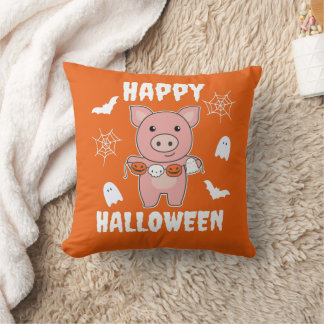 豚ハッピーハローウィンカボチャこうもり衣装 クッション