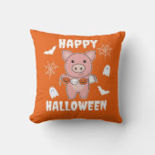 豚ハッピーハローウィンカボチャこうもり衣装 クッション (正面)