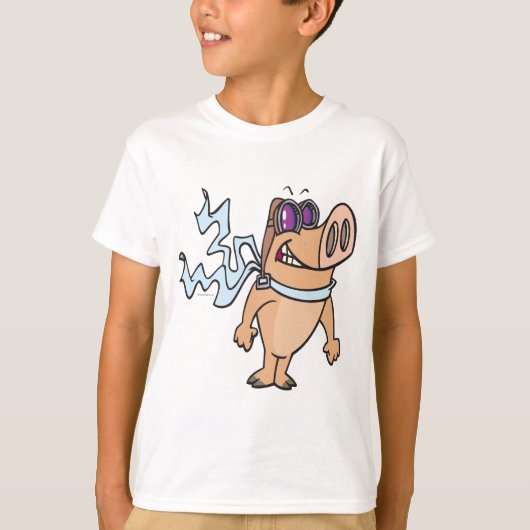 豚パイロット漫画 Tシャツ (正面)