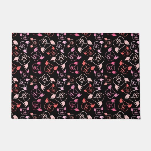 豚パターン ドアマット (正面)