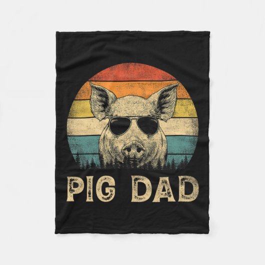 豚パパピッグラバーズダディーファーザーズデイ フリースブランケット (正面)