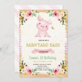 豚パーティーファームの誕生日の招待 招待状 (正面/裏面)