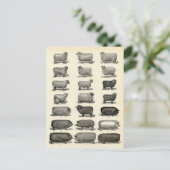 豚ビクトリアン・羊のエッチング ポストカード (スタンド正面)