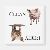 豚ピギークリーン汚れた食洗機 マグネット (正面)