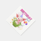 豚ピギー誕生日ピンクガールアニマル愛好家 スタンダードカクテルナプキン (角)
