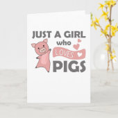 豚ピンクの子豚の子豚を愛しているだけのハート カード (黄色い花)