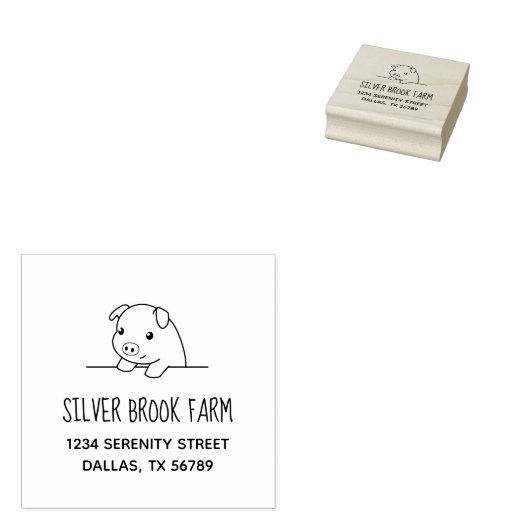 豚ピーキングアウトファームのビジネスアドレス2 ラバースタンプ (押印)