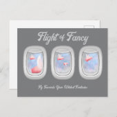 豚ファンシー過去飛行機窓Pの飛行 ポストカード (正面/裏面)