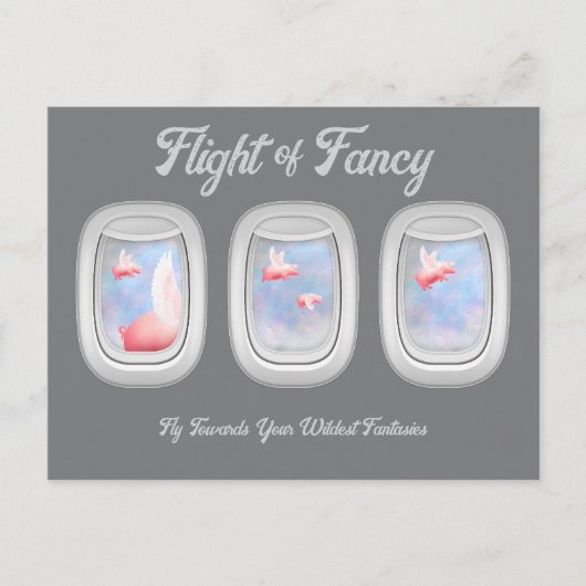 豚ファンシー過去飛行機窓Pの飛行 ポストカード (正面)