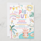 豚プールパーティー誕生日招待状 招待状 (正面)