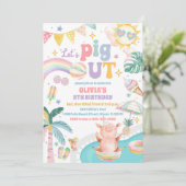 豚プールパーティー誕生日招待状 招待状 (スタンド正面)
