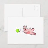 豚ボウリング ボール ポストカード (正面/裏面)
