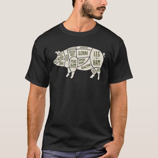 豚ポークバター図ベーコン恋人TシャツT Shi Tシャツ (正面)