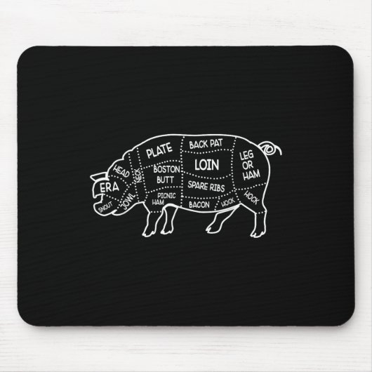 豚ミート肉肉切り図シェフ調理師ガイドおもしろい マウスパッド (正面)