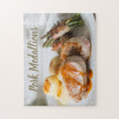 豚メダリオンテンダーロインにジャガイモと豆を添えた ジグソーパズル (縦)