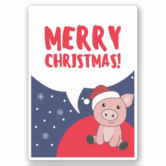 豚メリークリスマスアニマルズピッグシール シール (正面)