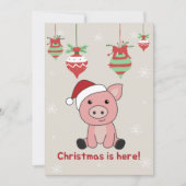 豚メリークリスマスアニマルズ豚ホリデーカード シーズンカード (正面)