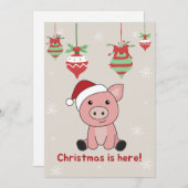 豚メリークリスマスアニマルズ豚ホリデーカード シーズンカード (正面/裏面)
