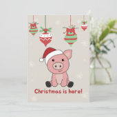 豚メリークリスマスアニマルズ豚ホリデーカード シーズンカード (スタンド正面)