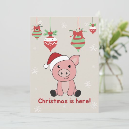 豚メリークリスマスアニマルズ豚ホリデーカード シーズンカード (スタンド正面)