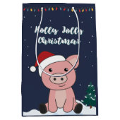 豚メリークリスマスアニマルズ豚ミディアム抱き枕 ミディアムペーパーバッグ (正面)