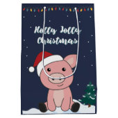 豚メリークリスマスアニマルズ豚ミディアム抱き枕 ミディアムペーパーバッグ (裏面)