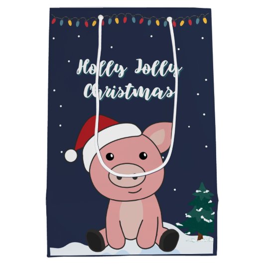 豚メリークリスマスアニマルズ豚ミディアム抱き枕 ミディアムペーパーバッグ (裏面)