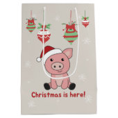 豚メリークリスマスアニマルズ豚ミディアム抱き枕 ミディアムペーパーバッグ (裏面)