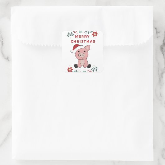 豚メリークリスマスアニマルズ スクエアシール (バッグ)
