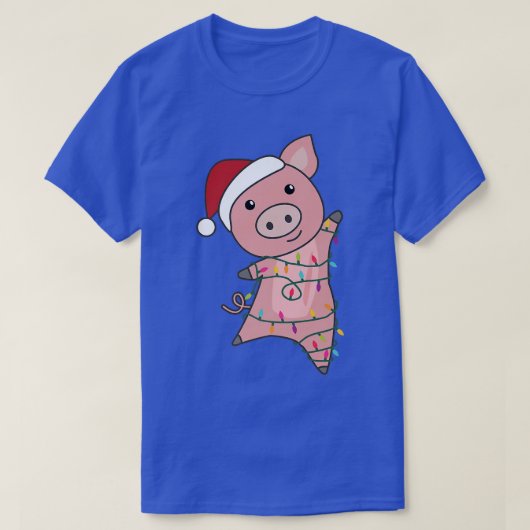 豚メリークリスマス妖精が可愛い豚を点灯 Tシャツ (デザイン正面)