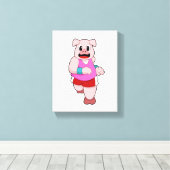 豚ランニングの キャンバスプリント (インサイチュ (ウッドフロア))