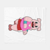 豚ランニングの フリースブランケット (正面(横))