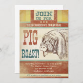 豚ローストバーベキューパーティの招待状 招待状 (正面/裏面)