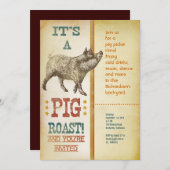 豚ローストパーティーヴィンテージ招待状 招待状 (正面/裏面)