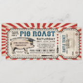 豚ロースト卒業の招待状/ラッフルチケット 招待状 (正面/裏面)