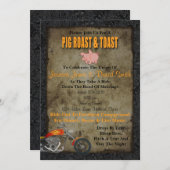 豚ロースト及びトーストバイクもしくは自転車に乗る人結婚式招待状 招待状 (正面/裏面)