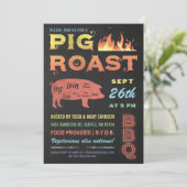 豚ロースト招待状| BBQ黒板の色 招待状 (スタンド正面)