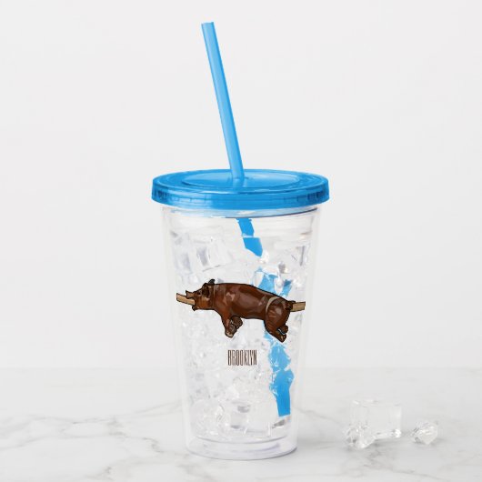 豚ロースト/豚ローストカートゥーンイラストレーション アクリルタンブラー (アイス正面)