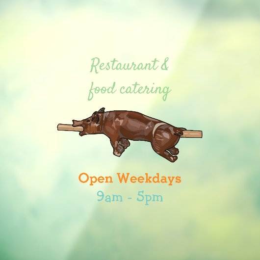 豚ロースト/豚ローストカートゥーンイラストレーション ウィンドウサイン (シート3)