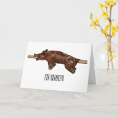 豚ロースト/豚ローストカートゥーンイラストレーション カード (黄色い花)