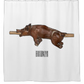 豚ロースト/豚ローストカートゥーンイラストレーション シャワーカーテン (正面)